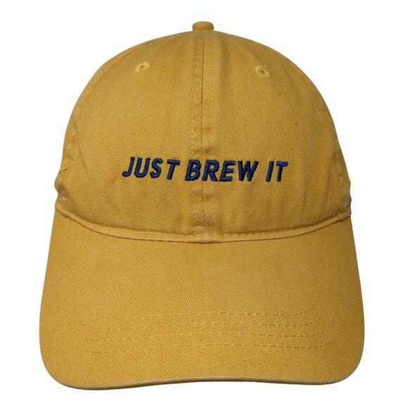 Just Brew It Slideback Baseball Cap Yellow One Size Adjustable Dutch Bros Coffee - Picture 1 of 9